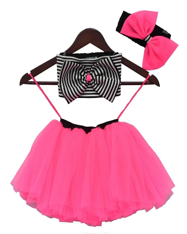 Pre-Order: Hot Pink Tutu Skirt with Stripe Lycra Top lace skirt elegant