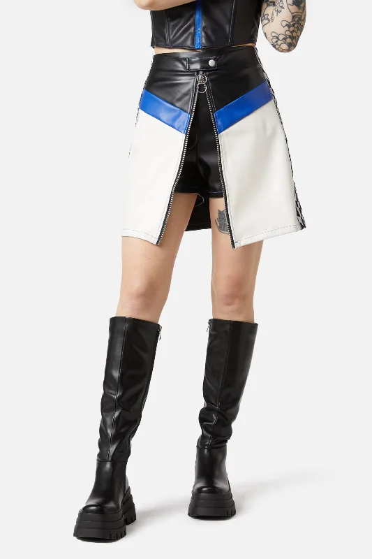 Racing Pu Skort zip skirt side