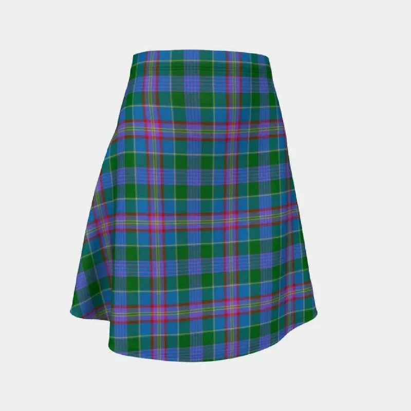 Ramsay Blue Ancient Tartan Flared Skirt silk skirt sleek
