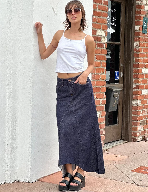 Selma Pieced Denim Maxi Skirt slim fit skirt