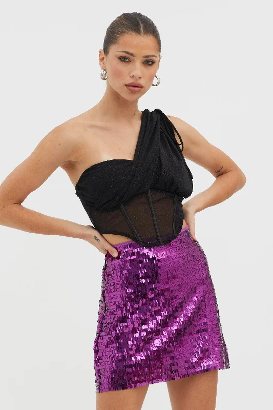 Starry December Sequin Mini Skirt Purple vintage skirt charm