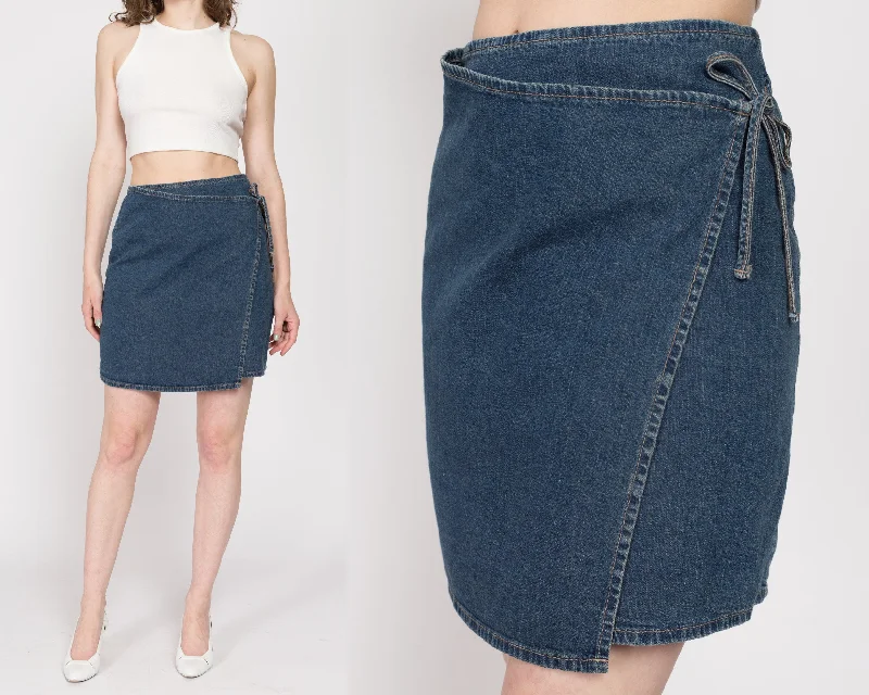 XS 90s Denim Low Rise Wrap Mini Skirt relaxed fit skirt