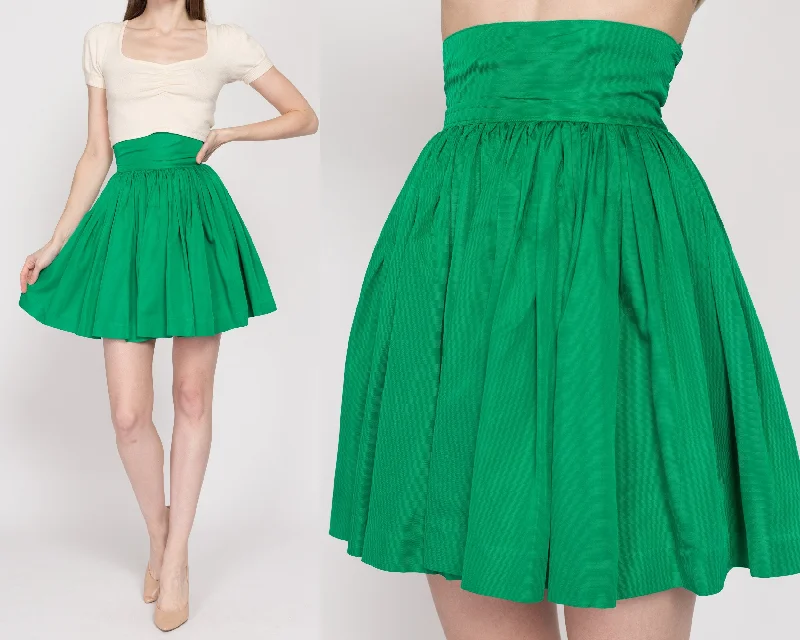 XXS 60s Green Mini Circle Skirt 22" denim skirt classic